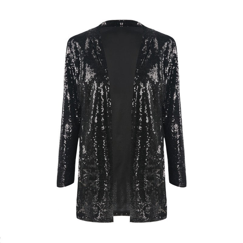 Performance Dress Gold Sequined Suit Jacket Women's Clothing