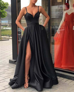 European and American dresses, thin colors, suspenders, trailing banquet satin dresses, evening dresses