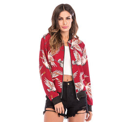 Long Sleeve Zipper Printed Jacket Women