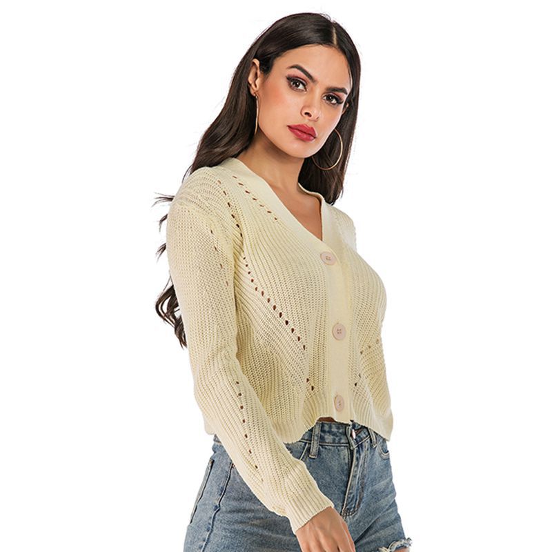 Hollow cardigan lazy wind women's sweater women's outer wear knitted sweater