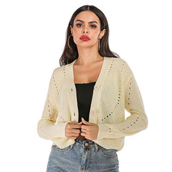 Hollow cardigan lazy wind women's sweater women's outer wear knitted sweater