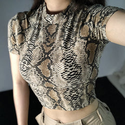 Women's Short Sleeve Crew Neck Short Snake Tights