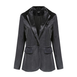 One-button velvet blazer for women