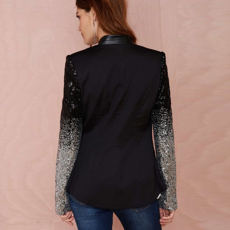 Sequined Slim Fit Casual Women's Small Suit