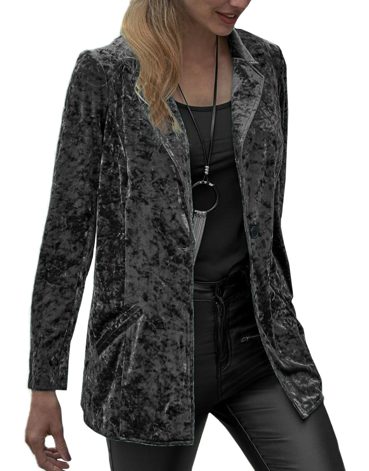 Casual velvet blazer women