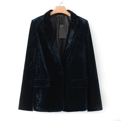 One-button velvet blazer for women