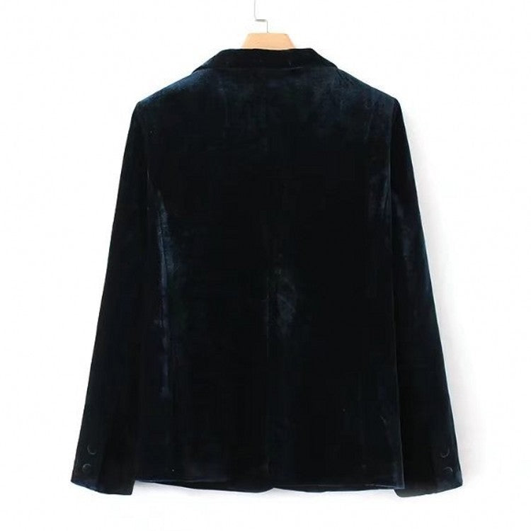 One-button velvet blazer for women