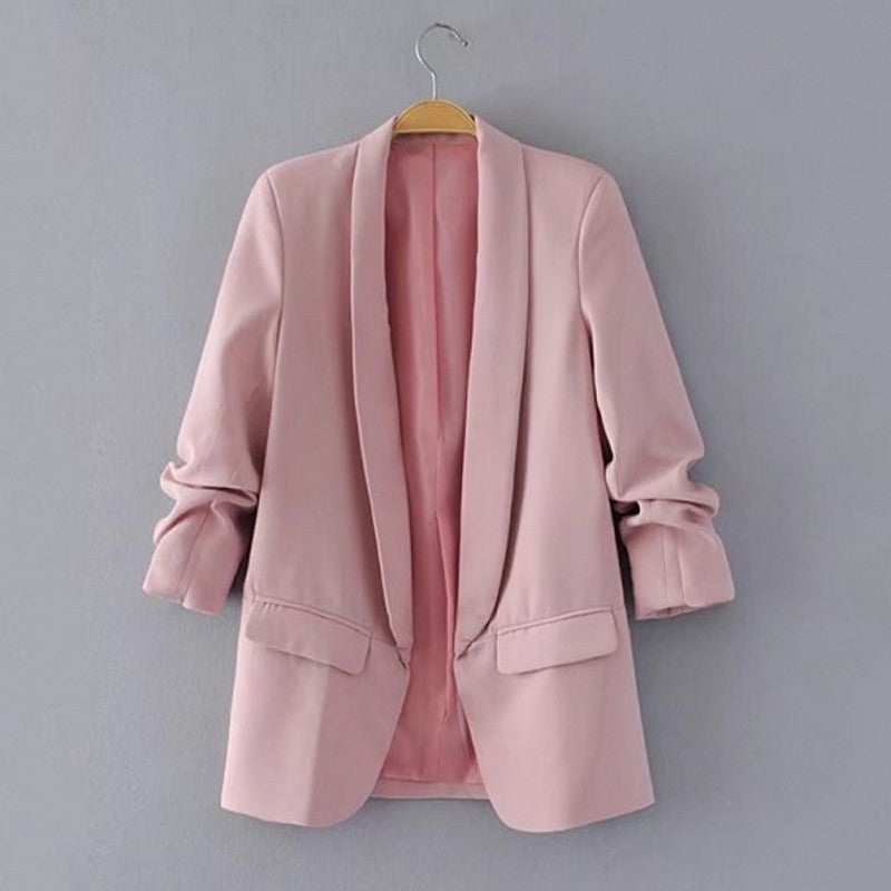 Small suit women's casual versatile spring and autumn solid color coat women