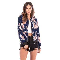 Long Sleeve Zipper Printed Jacket Women