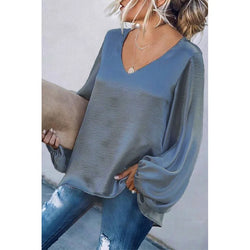 Soft V Neck Women Clothing Tops Long Sleeve Fashion Ladies' Blouses Silky korean clothes