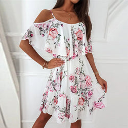 Summer Fashion Floral Loose Casual Rayon Dress Beach Vacation Short Skirt