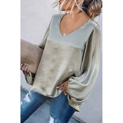 Soft V Neck Women Clothing Tops Long Sleeve Fashion Ladies' Blouses Silky korean clothes