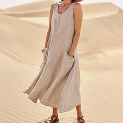 Dress One shoulder Puff Sleeve Long Flowy a Line Dresses Women's Summer Natural Trade Assurance Simple Adults