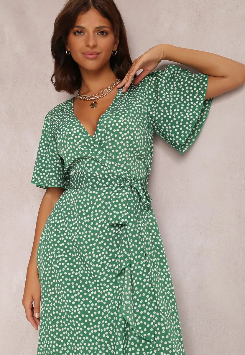 Midi Dress Short Sleeve Puff Sleeve Long Flowy a Line Dresses Women's Summer Natural Trade Assurance Simple Adults