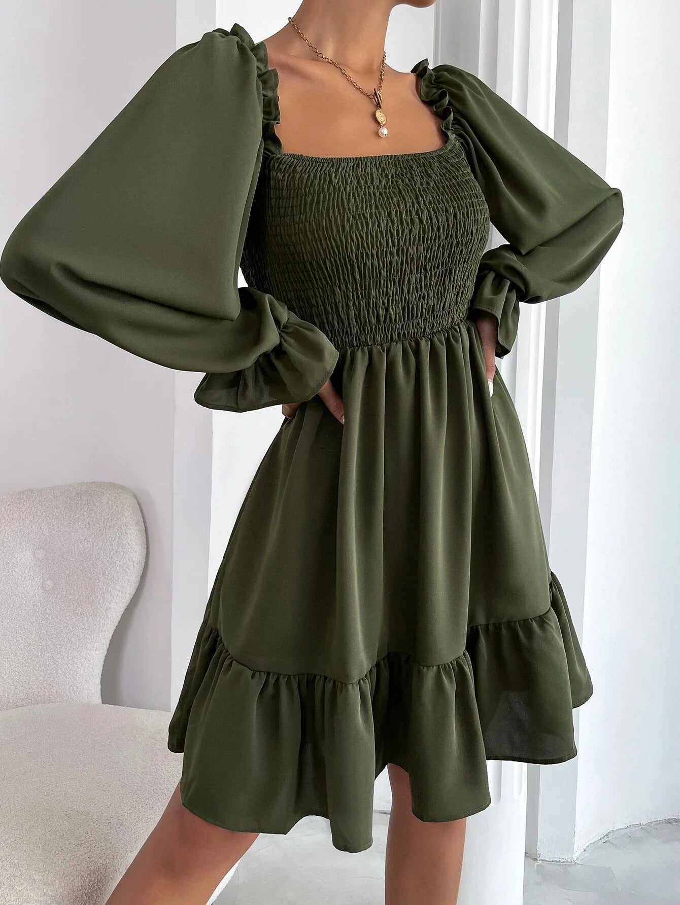 Dress Short Sleeve Puff Sleeve Long Flowy a Line Dresses Women's Summer flower Natural Trade Assurance Simple