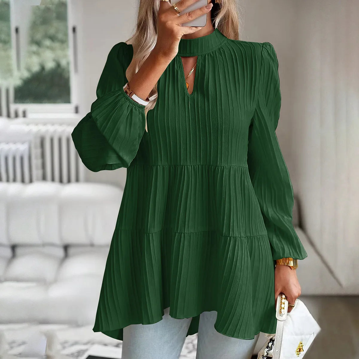 Shring Women's Blouse Elegant Long Sleeve Top Shirts