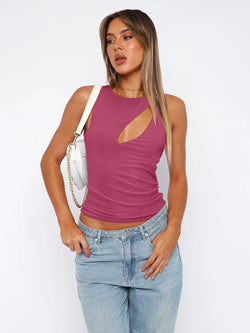 Summer Hole Design Y2k Nylon Spandex Tank Tops For Women