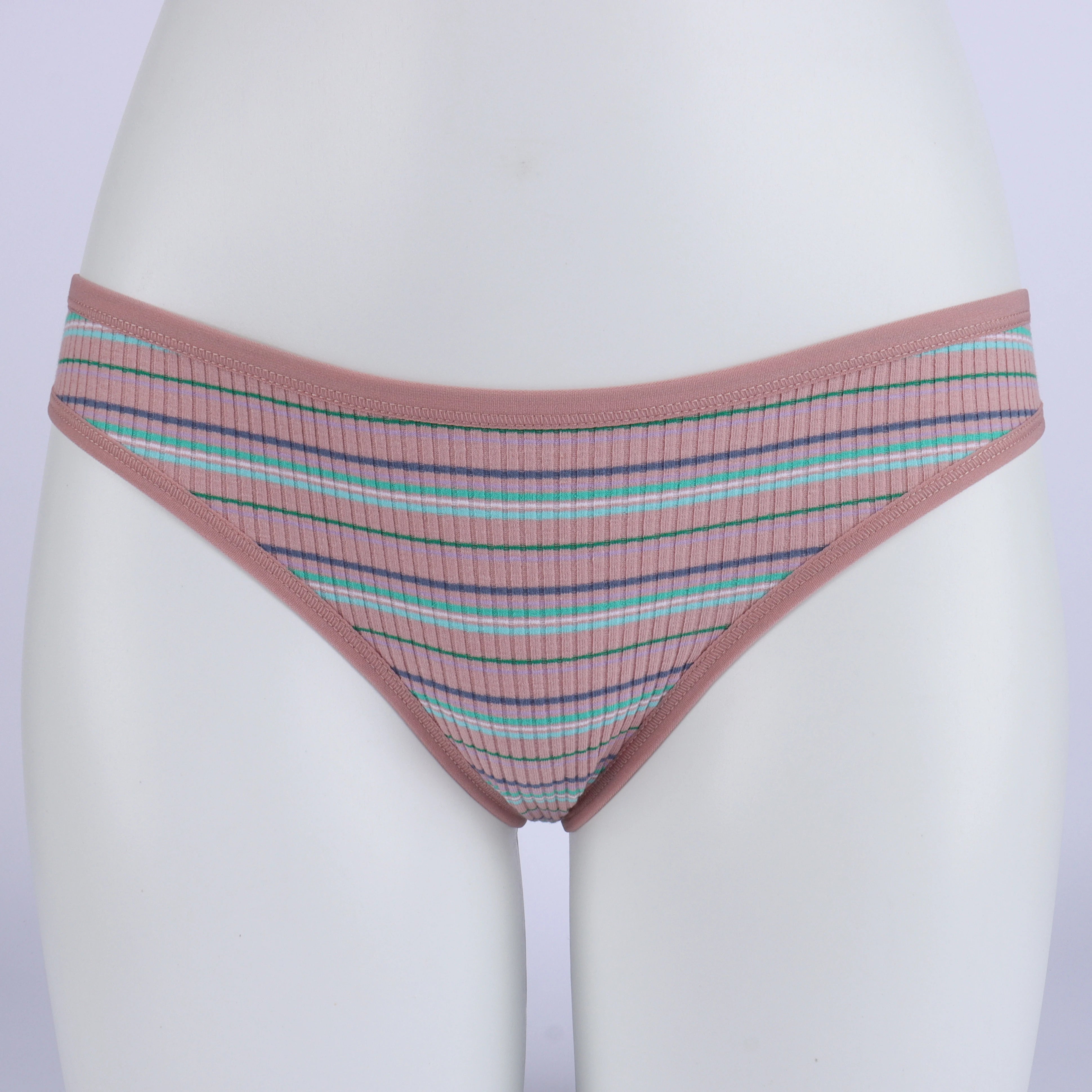 Women's Sexy Colorful Rib Cotton Thong Stretchy Underwear Breathable Low Rise Hipster Female Panties