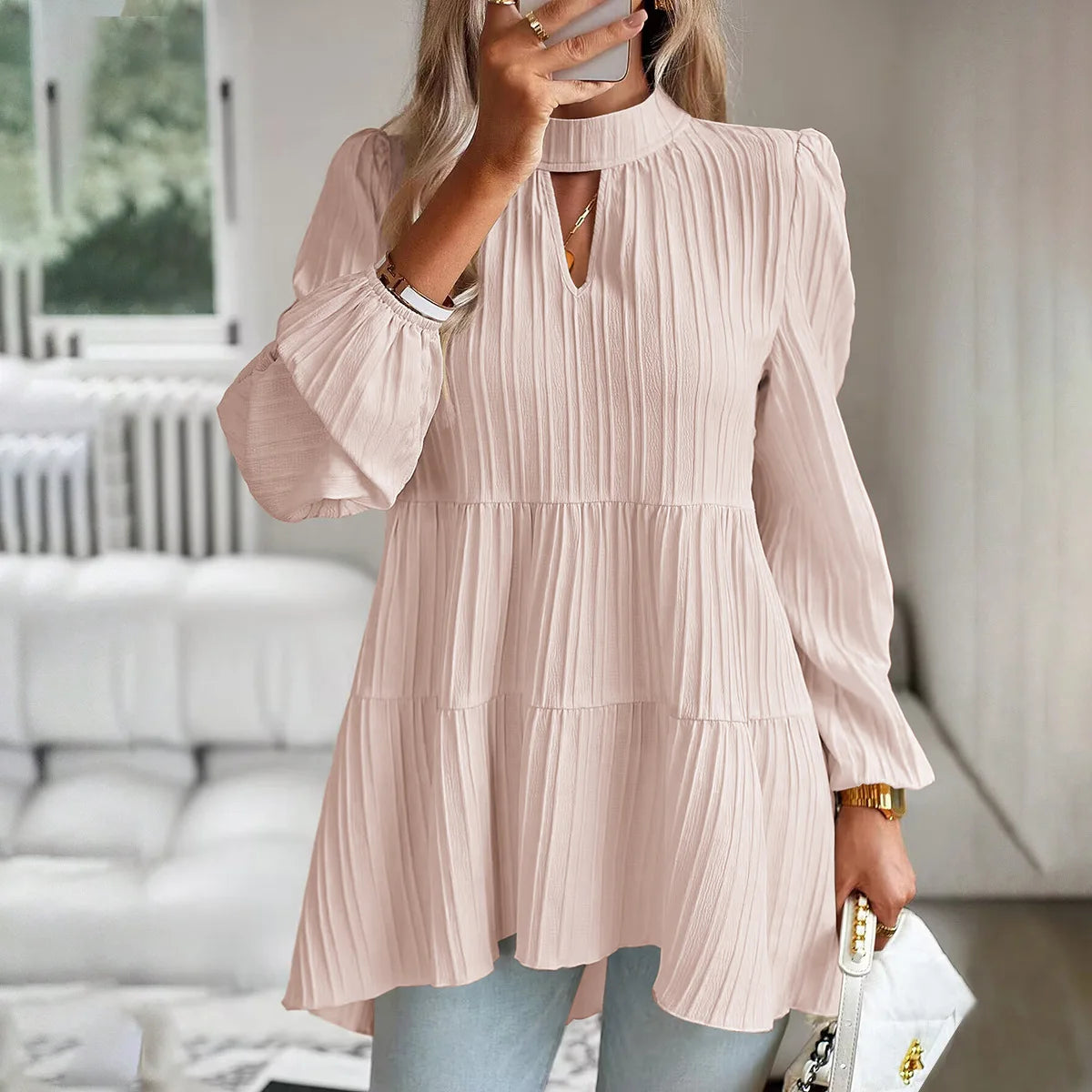 Shring Women's Blouse Elegant Long Sleeve Top Shirts