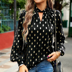 Sequined Print Blouse Long Sleeved Shirt for Women's Shirts