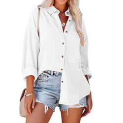 Hot Casual Shirt Soild Long Sleeve Women Blouse Plus Size Clothing