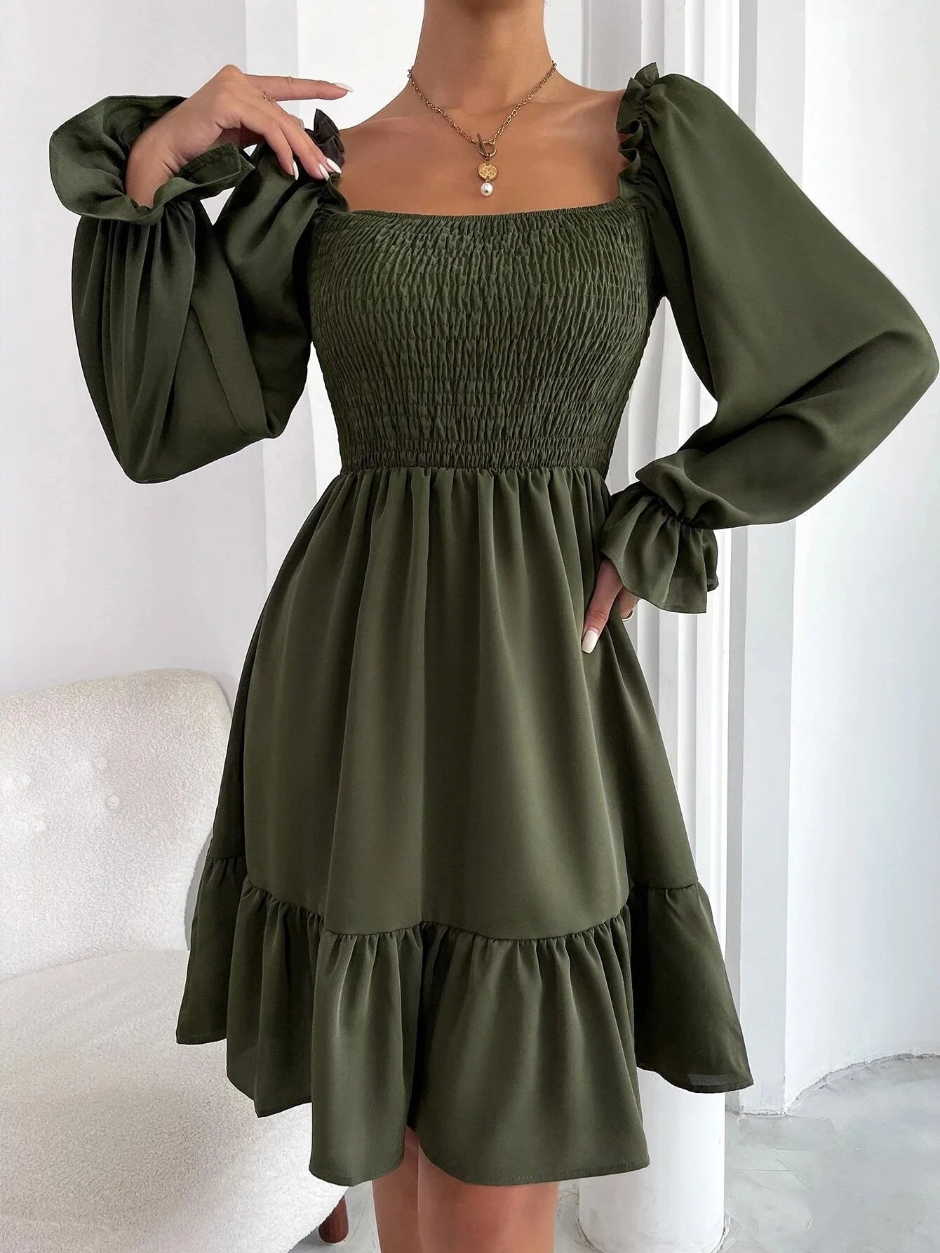 Dress Short Sleeve Puff Sleeve Long Flowy a Line Dresses Women's Summer flower Natural Trade Assurance Simple