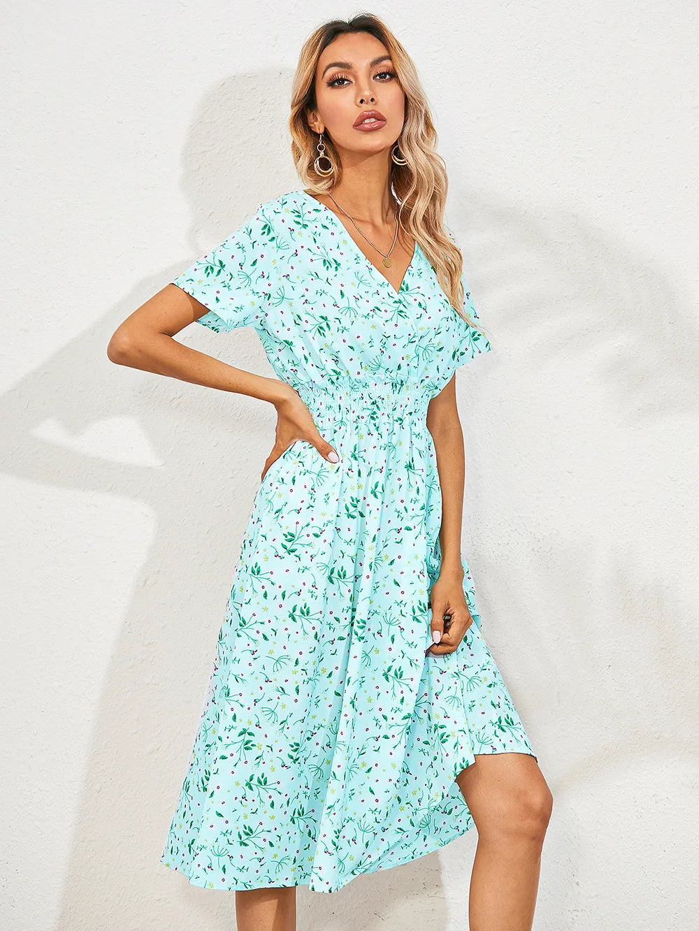 Summer Women Clothes Belted Long Puff Sleeve Cutout Resort Button Up Tunic Dress Embroidery Modest White Dress Chic Bohe Dress