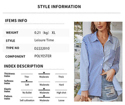 Long Sleeve Chiffon Shirt Contrasting Colors Striped Pocket Women Blouse