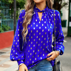 Sequined Print Blouse Long Sleeved Shirt for Women's Shirts