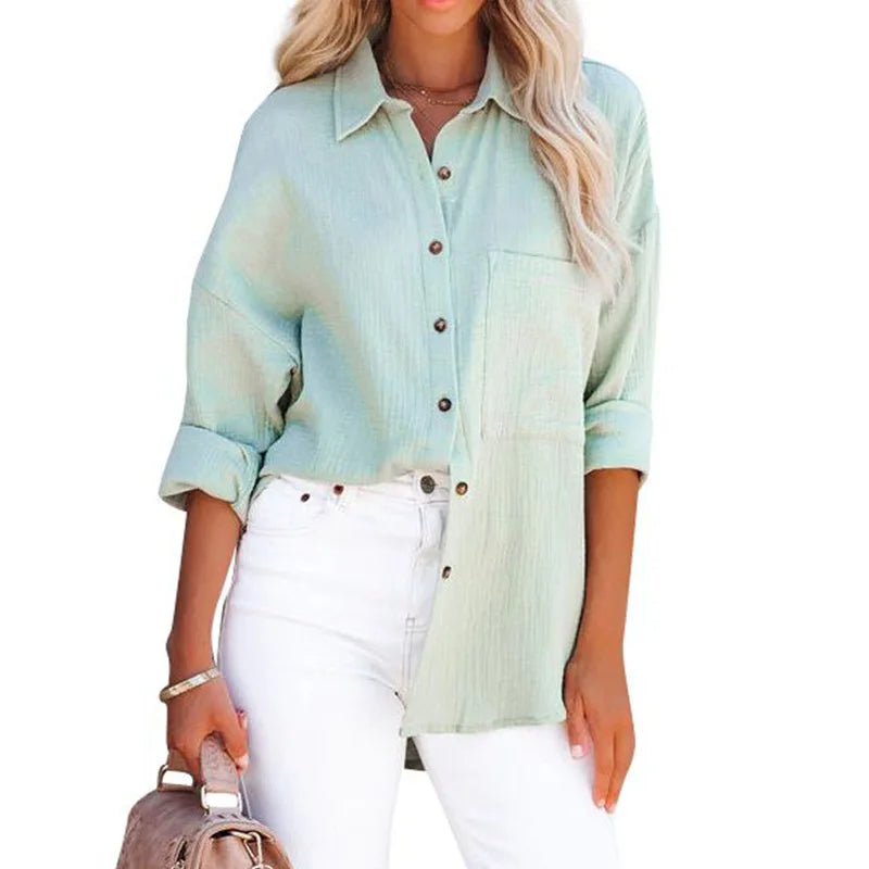 Hot Casual Shirt Soild Long Sleeve Women Blouse Plus Size Clothing