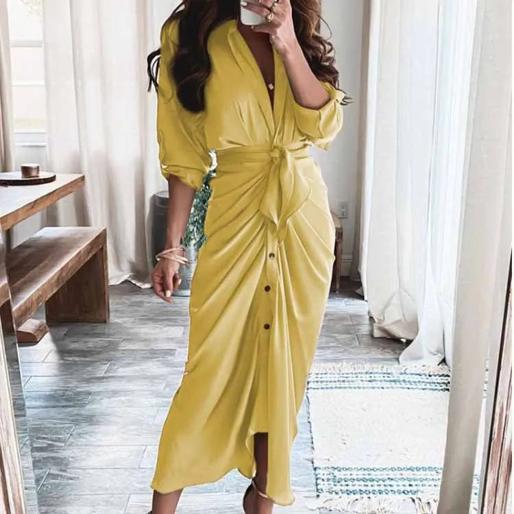 Dress Short Sleeve Puff Sleeve Long Flowy a Line Dresses Women's Summer Natural Trade Assurance Simple Adults