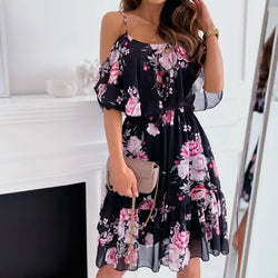 Summer Fashion Floral Loose Casual Rayon Dress Beach Vacation Short Skirt