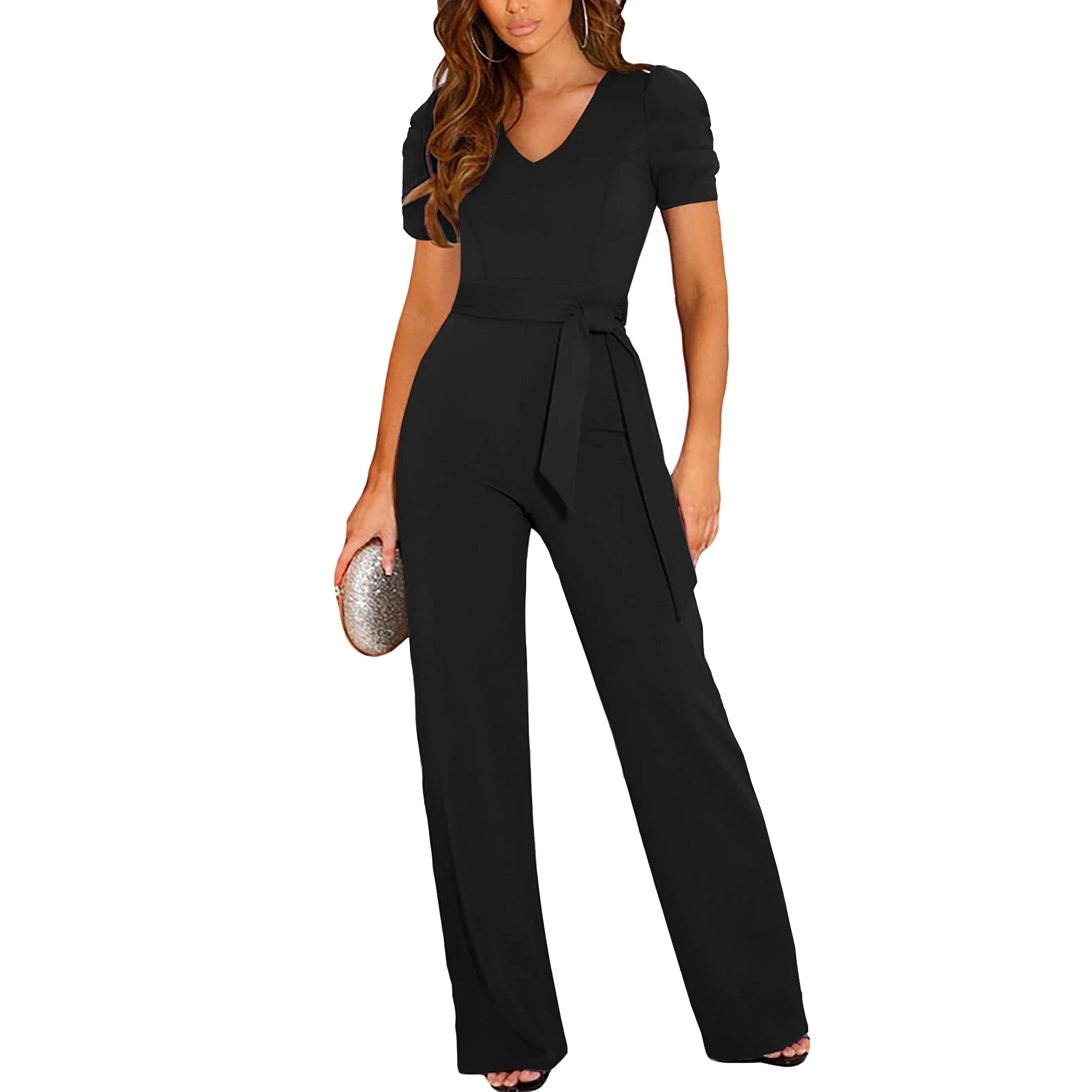 Sexy Custom Women's Clothing Summer Loose Twist Jumpsuit Flounces Wide Leg Pants Elegant Halter Neck Pleated Adult Jumpsuits