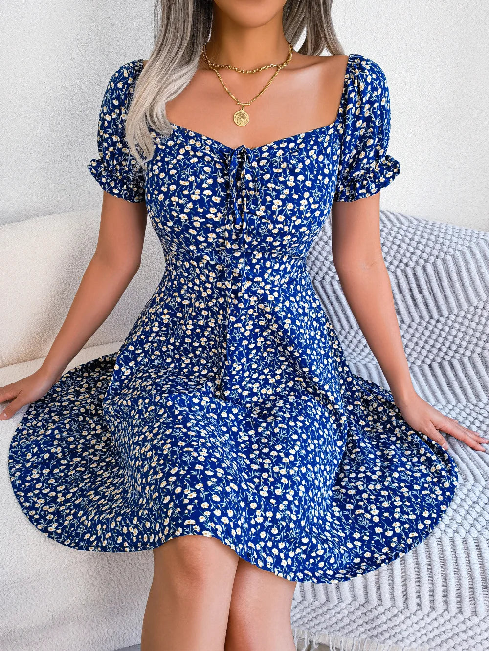 Dress Short Sleeve Puff Sleeve Long Flowy a Line Dresses Women's Summer Natural Trade Assurance Simple Adults