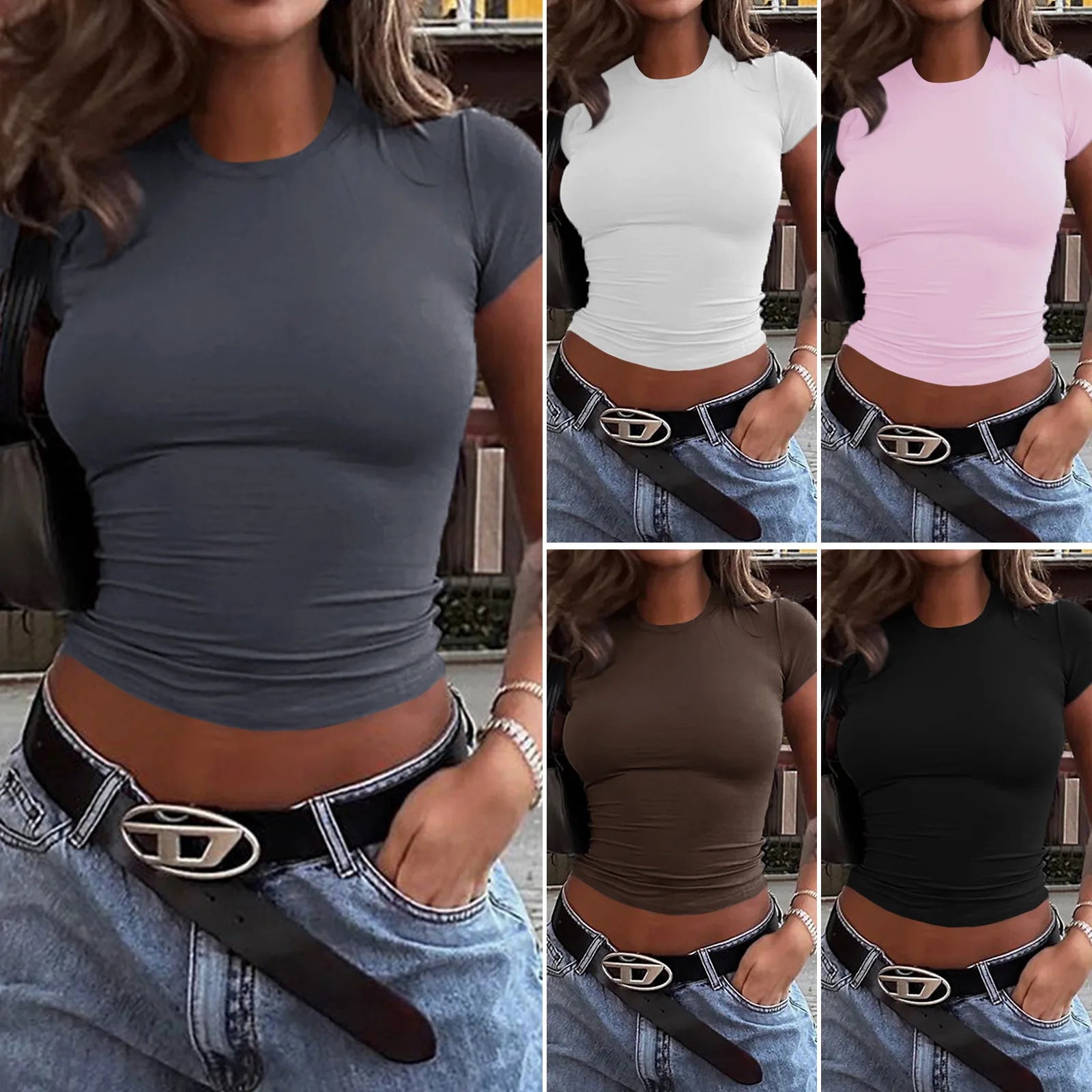 New Arrivals Custom Solid Color Girls T Shirt Slim Fit Women Crop Top Short Sleeve T-Shirts