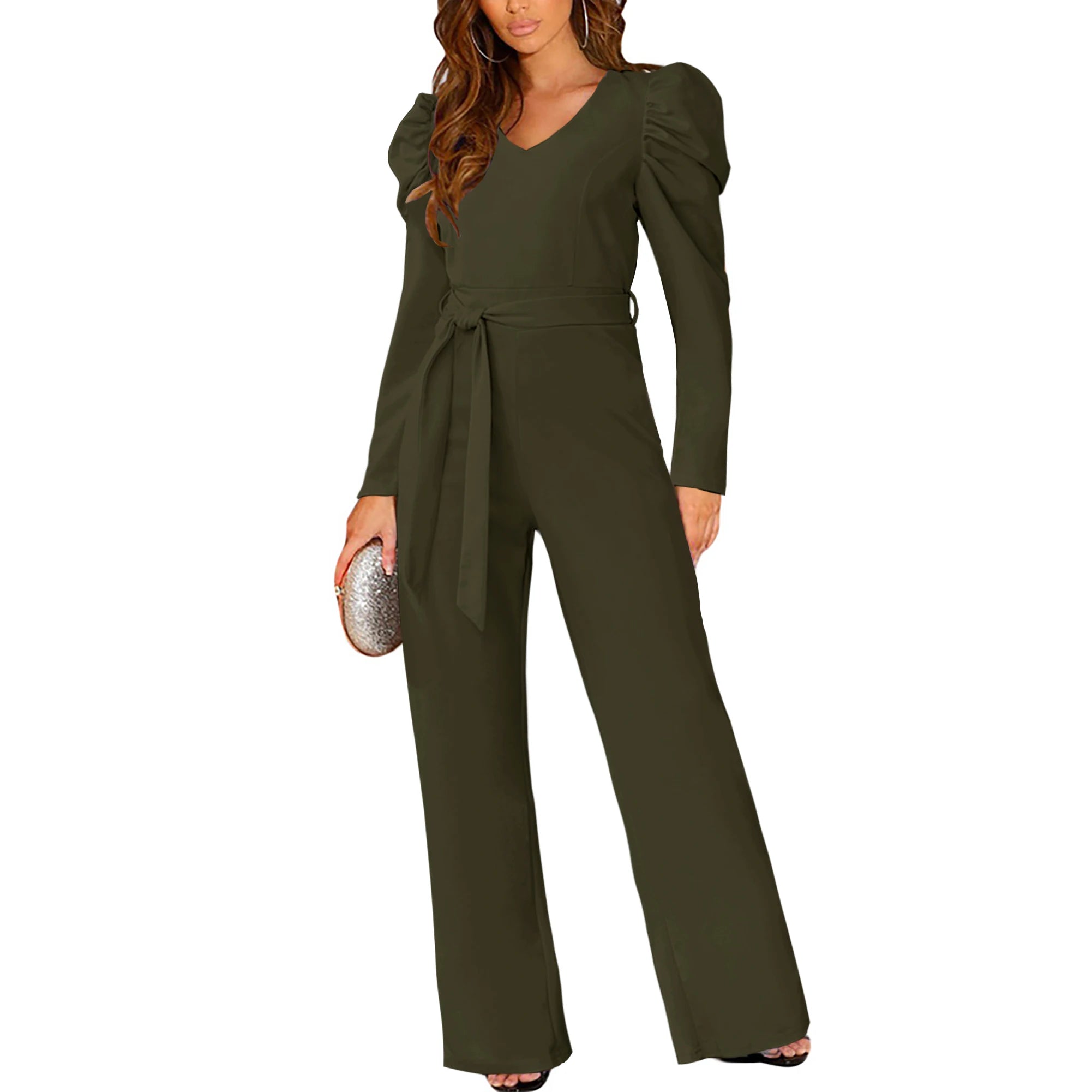 Wide Leg Jumpsuit Casual Long Sleeve Elegant Fall Romper Jumpsuit For Women