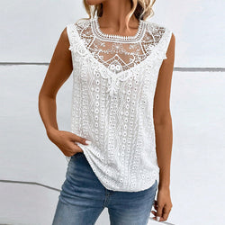 Stylish and elegant lace collar splicing small vest women's spring and summer solid color hook-up suspender top