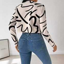 Women's Fashion Casual Abstract Printed Cardigan Jacket Top Women's Clothing