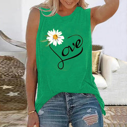 Sunflower Women's Crew Neck Loose Top Sleeveless Vest