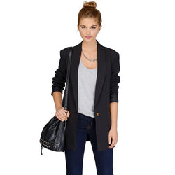 Small blue suit medium and long temperament commuter slim jacket women