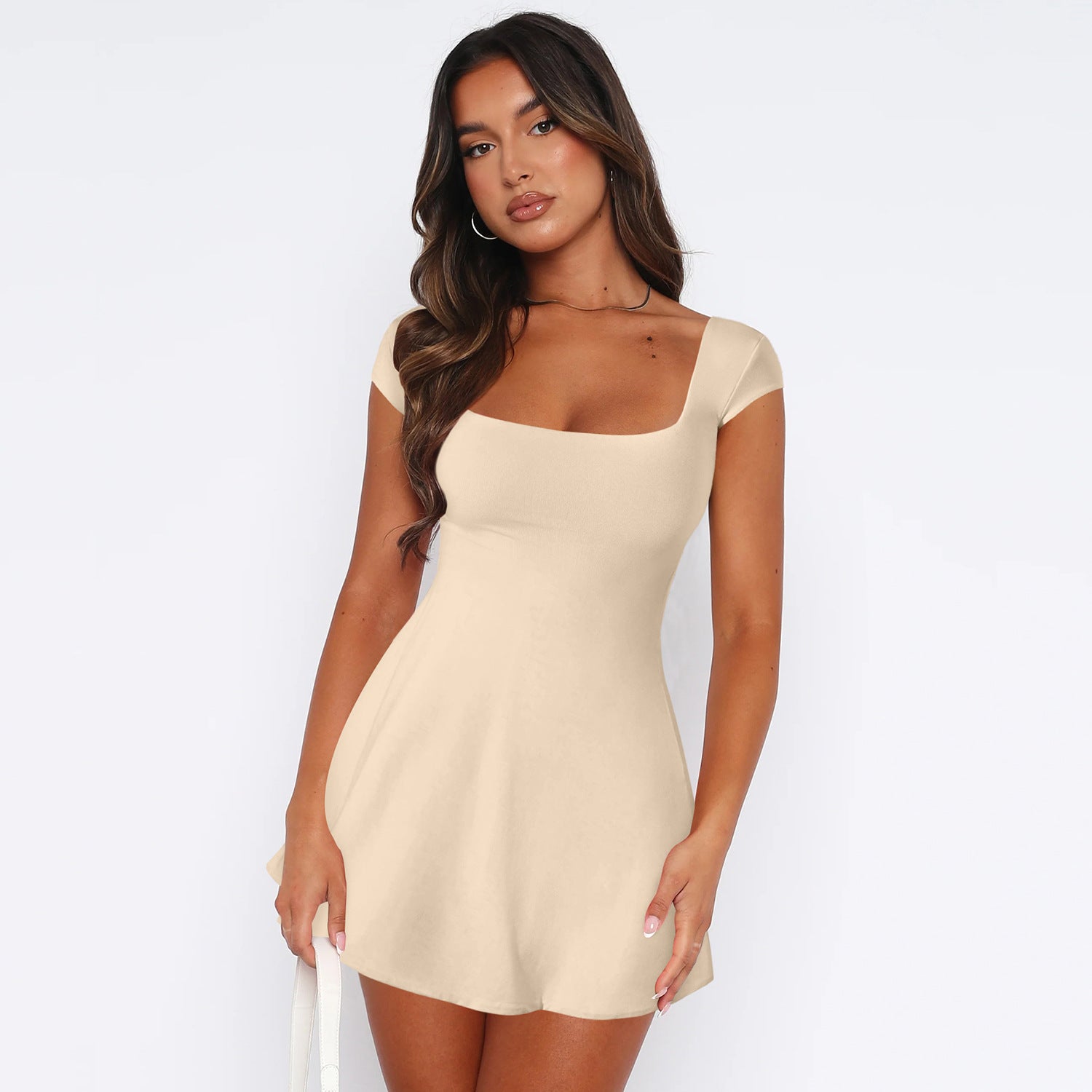 Elegant square collar with waist strap Sexy backless Spice Girl Premium Summer Dress