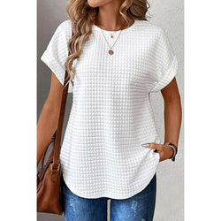 Crew neck three-sleeved top women's European and American simple style loose meat cover T-shirt