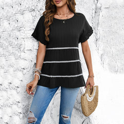 Spring and Summer Casual Loose Lace Short Sleeve Top