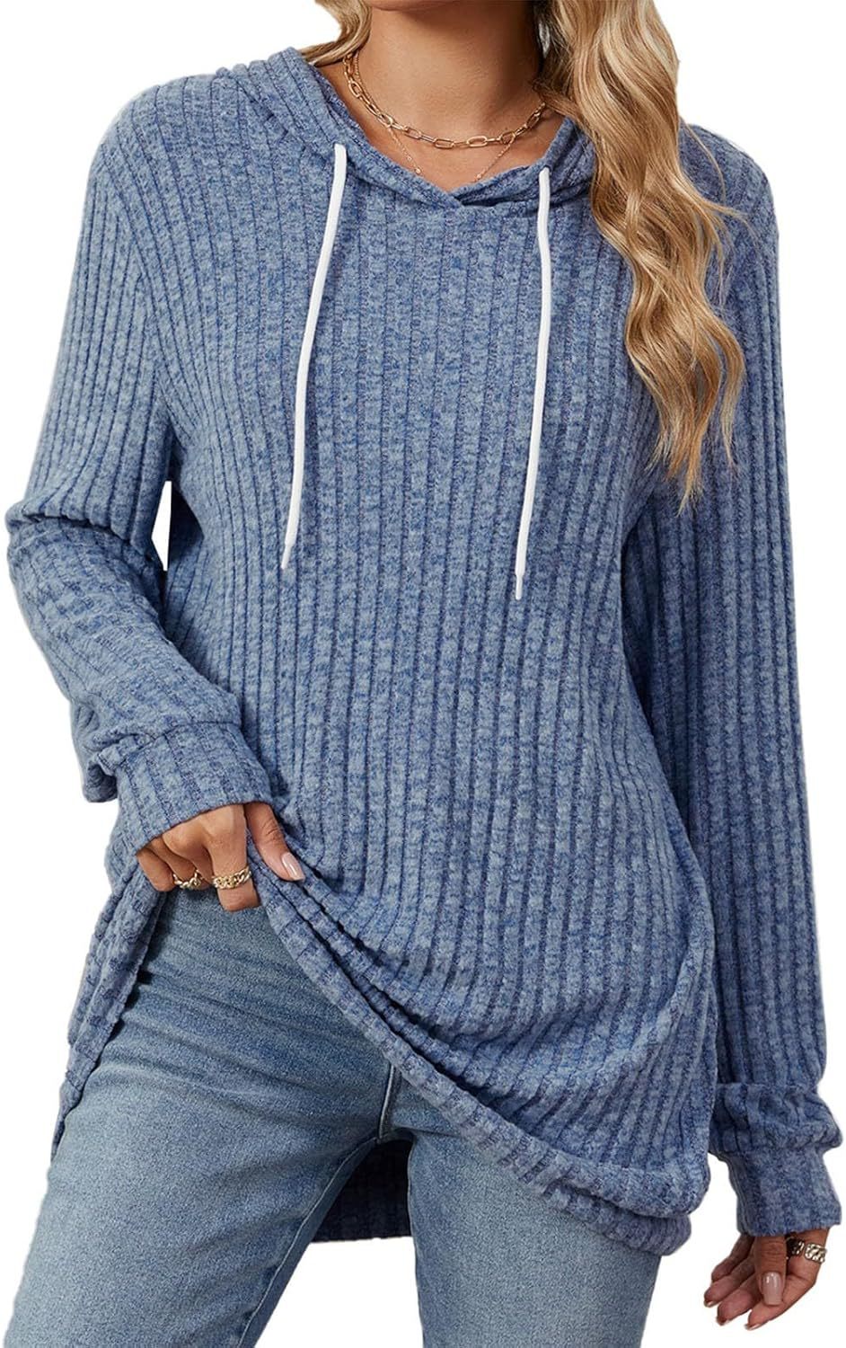 New solid color long-sleeved loose hooded knitted sweater jacket for women