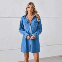 Loose wash denim dress top medium dress