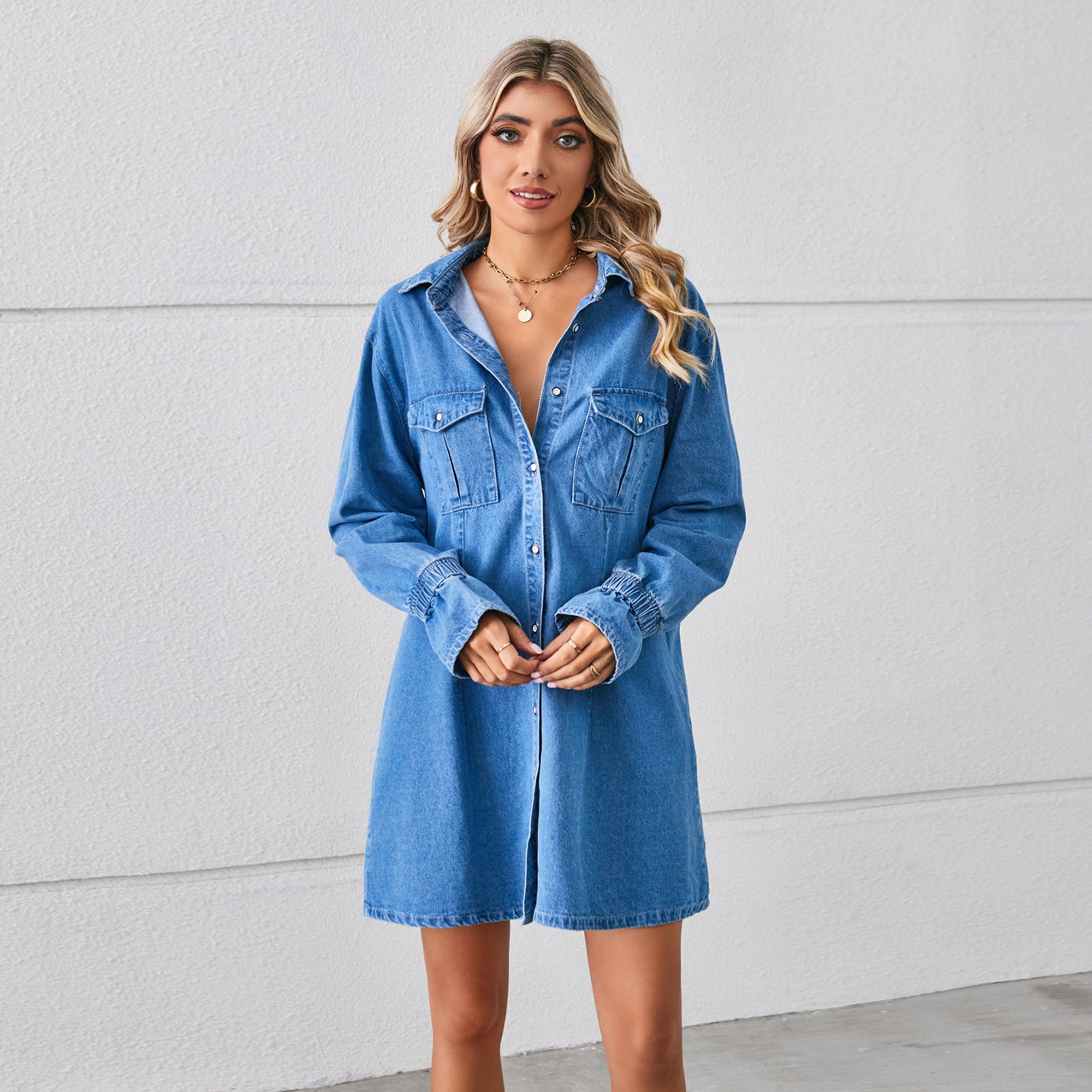 Loose wash denim dress top medium dress