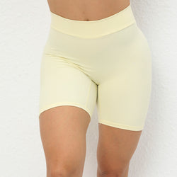 Back waist deep V-shaped wrinkles tight buttocks yoga shorts European and American new no-embarrassment line peach buttocks fitness shorts