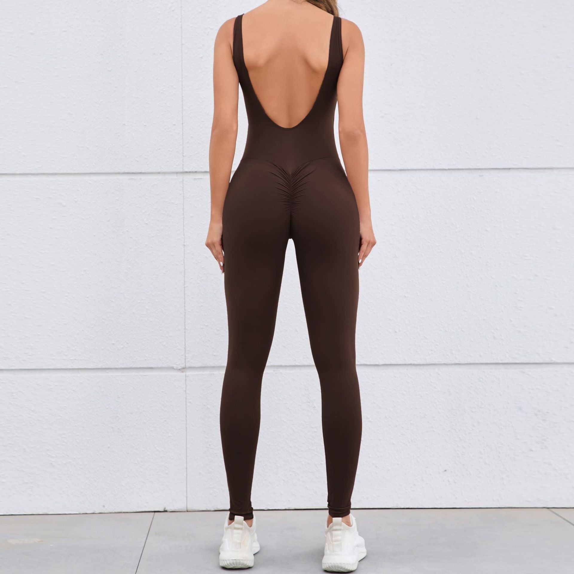 Hollow back peach buttocks tight one-piece yoga clothes women's nude quick-drying sports one-piece fitness clothes