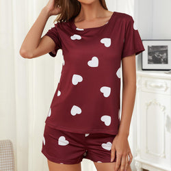 Women's loungewear summer plus size casual love short sleeve two-piece set home pajamas women