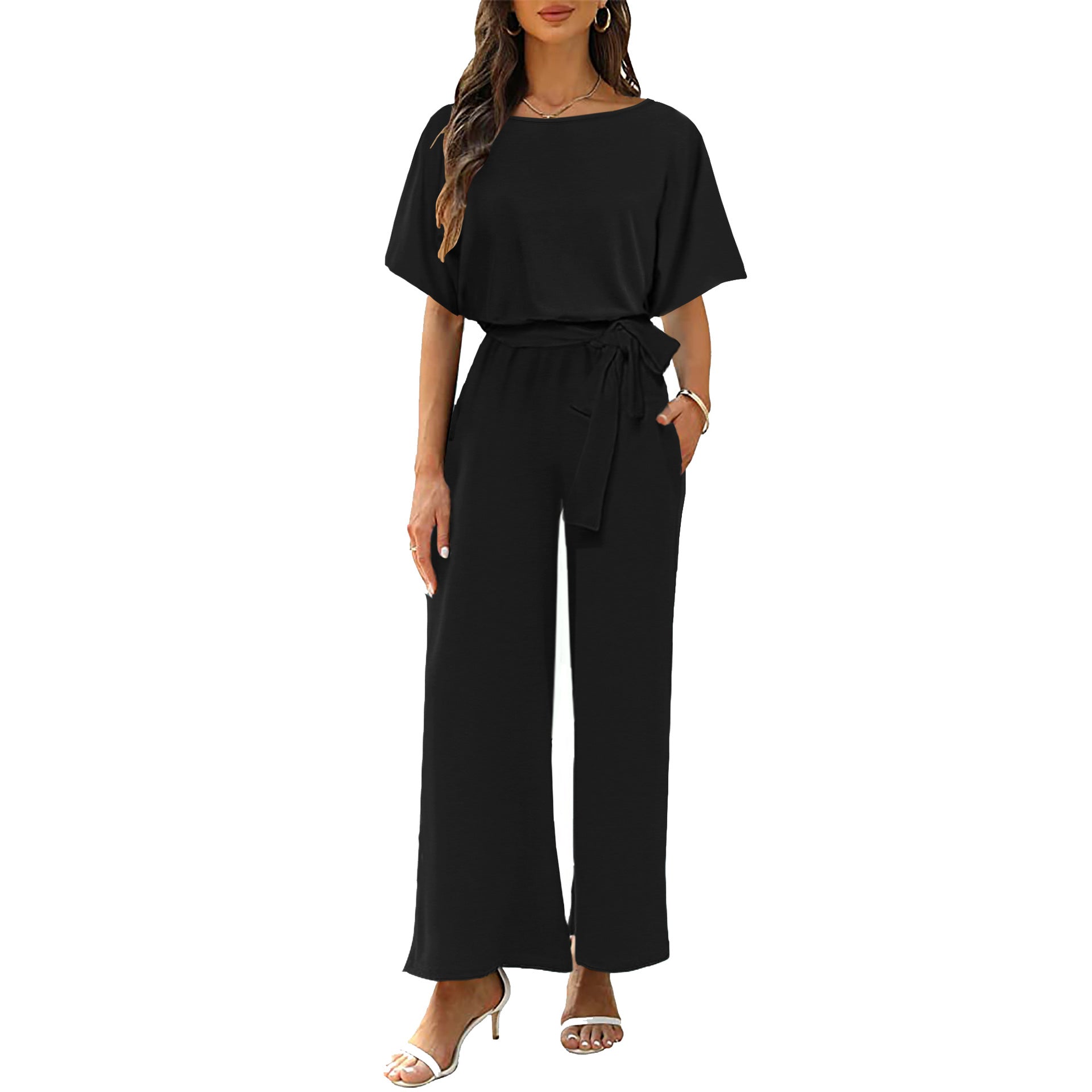 Crew Neck Short Sleeve onesie Women's Jumpsuit